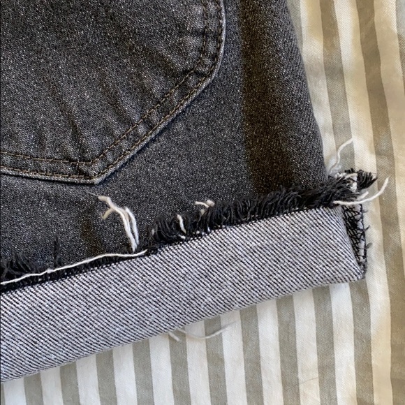 High Waisted Washed Black Jean Shorts - Picture 3 of 3